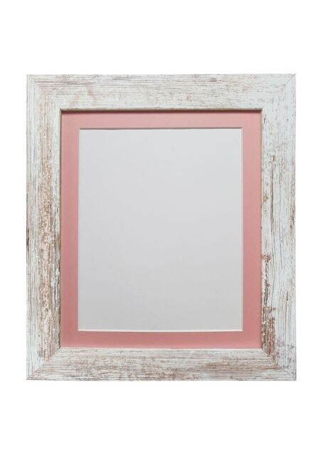Frames & Mirrors 4U Metro Distressed White Frame with Pink Mount for Image Size 10 x 8 Inch - image 1