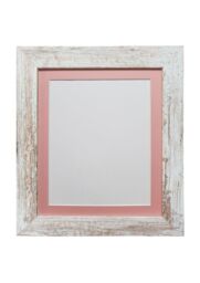 Frames & Mirrors 4U Metro Distressed White Frame with Pink Mount for Image Size 10 x 8 Inch - thumbnail 1