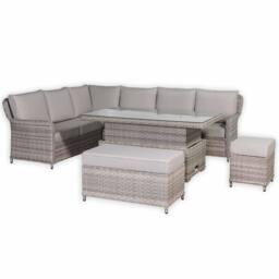 Furnishings For Less UK Left Hand Rattan Garden Corner Sofa Set with Rising Table in Grey - thumbnail 5