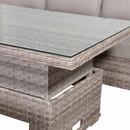 Furnishings For Less UK Left Hand Rattan Garden Corner Sofa Set with Rising Table in Grey - thumbnail 6