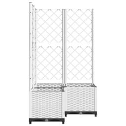 Berkfield Home Garden Planter with Trellis White 80x80x136 cm PP - Size: 80 x 80 x 136 cm - thumbnail 4