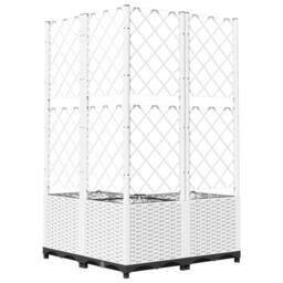 Berkfield Home Garden Planter with Trellis White 80x80x136 cm PP - Size: 80 x 80 x 136 cm - thumbnail 6