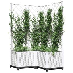 Berkfield Home Garden Planter with Trellis White 80x80x136 cm PP - Size: 80 x 80 x 136 cm - thumbnail 3