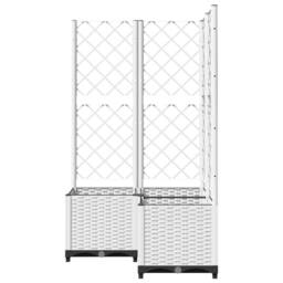 Berkfield Home Garden Planter with Trellis White 80x80x136 cm PP - Size: 80 x 80 x 136 cm - thumbnail 5
