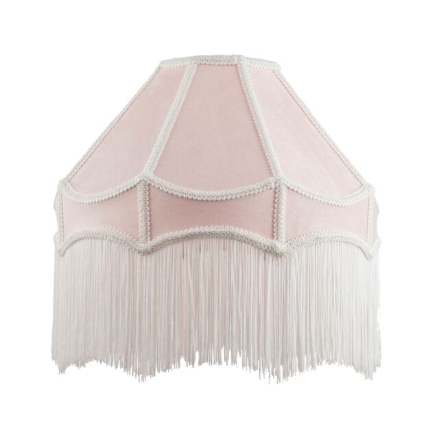 Happy Homewares Traditional Victorian Empire Soft Velvet Lamp Shade with Lengthy Tassels in Pink - Size: 16 inches - image 1