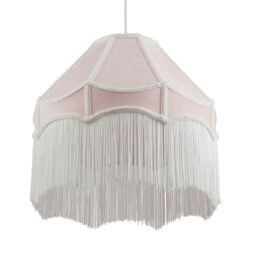 Happy Homewares Traditional Victorian Empire Soft Velvet Lamp Shade with Lengthy Tassels in Pink - Size: 16 inches - thumbnail 5