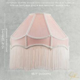 Happy Homewares Traditional Victorian Empire Soft Velvet Lamp Shade with Lengthy Tassels in Pink - Size: 16 inches - thumbnail 7