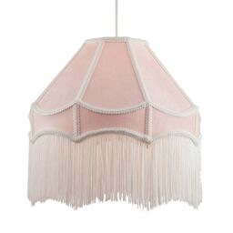 Happy Homewares Traditional Victorian Empire Soft Velvet Lamp Shade with Lengthy Tassels in Pink - Size: 16 inches - thumbnail 2