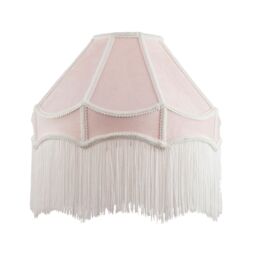 Happy Homewares Traditional Victorian Empire Soft Velvet Lamp Shade with Lengthy Tassels in Pink - Size: 16 inches - thumbnail 1