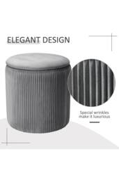 Garden Sanctuary Modern Pleated Storage Ottoman in Grey - thumbnail 5