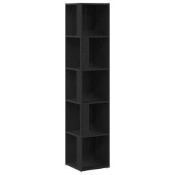 Berkfield Home Stylish Corner Cabinet in Black Oak ‚Äì 33x33x164.5 cm Made of En - thumbnail 3