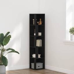 Berkfield Home Stylish Corner Cabinet in Black Oak ‚Äì 33x33x164.5 cm Made of En - thumbnail 2