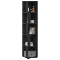 Berkfield Home Stylish Corner Cabinet in Black Oak ‚Äì 33x33x164.5 cm Made of En - thumbnail 1