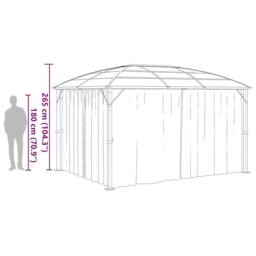 Berkfield Home Gazebo with Curtains 400x300x265 cm Anthracite in Black - Size: 400 x 300 x 265 cm - thumbnail 9