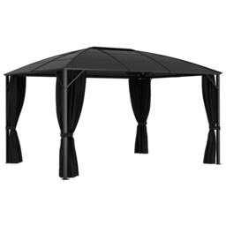 Berkfield Home Gazebo with Curtains 400x300x265 cm Anthracite in Black - Size: 400 x 300 x 265 cm - thumbnail 1