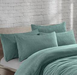 Homes-Linen Teddy Bear Plush Fleece Pillowcase Pair Warm & Cosy in Teal - Size: Standard Pillow Case - thumbnail 2