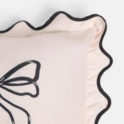 OHS 2 x Bow Frill Garden Cushion Covers Outdoor Water Resistant in Cream - Size: 45 cm x 45 cm - thumbnail 6