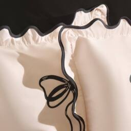 OHS 2 x Bow Frill Garden Cushion Covers Outdoor Water Resistant in Cream - Size: 45 cm x 45 cm - thumbnail 2