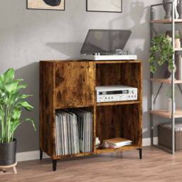 Berkfield Home Record Cabinet Smoked Oak 84.5x38x89 cm Engineered Wood in Brown - thumbnail 2
