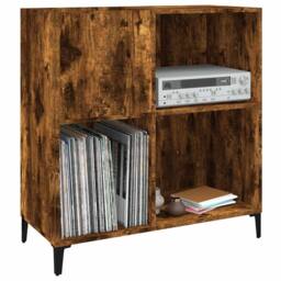 Berkfield Home Record Cabinet Smoked Oak 84.5x38x89 cm Engineered Wood in Brown - thumbnail 4