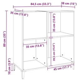 Berkfield Home Record Cabinet Smoked Oak 84.5x38x89 cm Engineered Wood in Brown - thumbnail 9