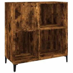 Berkfield Home Record Cabinet Smoked Oak 84.5x38x89 cm Engineered Wood in Brown - thumbnail 1