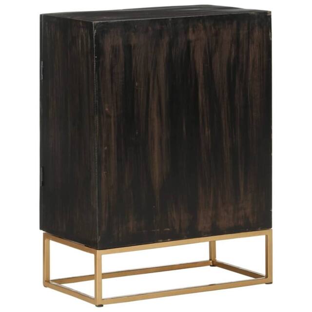 Berkfield Home Sideboard Black 55x34x75 cm Solid Wood Mango & Iron - Size: 55 x 34 x 75 cm - image 1