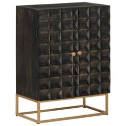 Berkfield Home Sideboard Black 55x34x75 cm Solid Wood Mango & Iron - Size: 55 x 34 x 75 cm - thumbnail 9