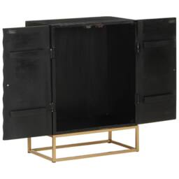Berkfield Home Sideboard Black 55x34x75 cm Solid Wood Mango & Iron - Size: 55 x 34 x 75 cm - thumbnail 4