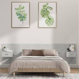 Berkfield Home Bed Headboard with Cabinets Concrete Grey Engineered Wood - thumbnail 2