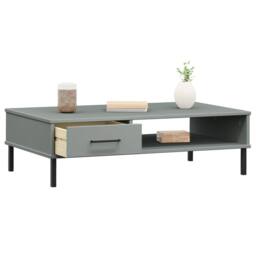 Berkfield Home Beautiful Coffee Table with Metal Legs Grey Solid Wood Pine OSLO