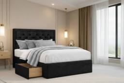 "Nexus Mattresses Ltd Tuscany Plush Divan Bed Base 4 Drawers - 54"" Headboard in Black - Size: Small Double" - thumbnail 3