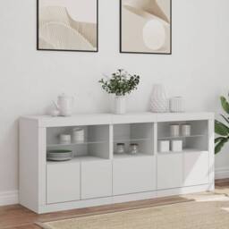 Berkfield Home Sideboard with LED Lights White 162x37x67 cm - Size: 162 x 37 x 67 cm - thumbnail 3