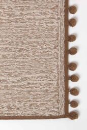 Homescapes Tufted Bath Mat 100% Cotton with Pom Pom Edges in Brown - thumbnail 4