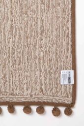 Homescapes Tufted Bath Mat 100% Cotton with Pom Pom Edges in Brown - thumbnail 5