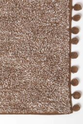 Homescapes Tufted Bath Mat 100% Cotton with Pom Pom Edges in Brown - thumbnail 2