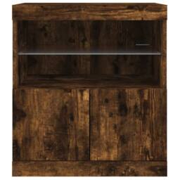Berkfield Home Sideboard with LED Lights Smoked Oak 60x37x67 cm in Brown - Size: 60 x 37 x 67 cm - thumbnail 6
