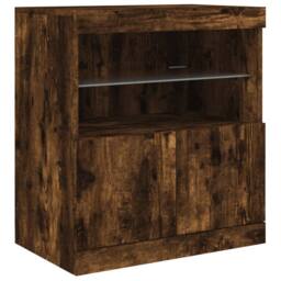 Berkfield Home Sideboard with LED Lights Smoked Oak 60x37x67 cm in Brown - Size: 60 x 37 x 67 cm - thumbnail 3