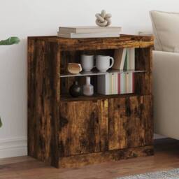 Berkfield Home Sideboard with LED Lights Smoked Oak 60x37x67 cm in Brown - Size: 60 x 37 x 67 cm - thumbnail 2