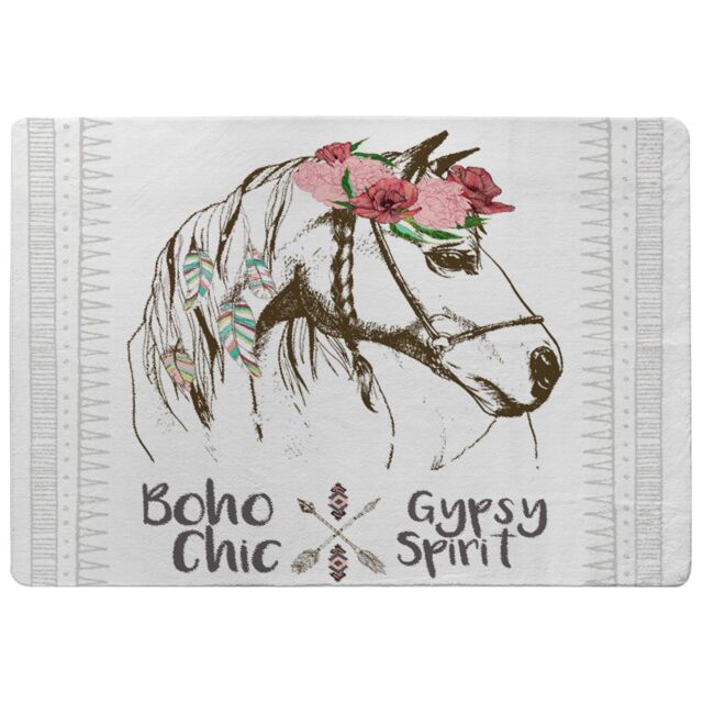 Benjamin Tate Design Horse With Flower Chic Rug in Natural - Size: Large - image 1