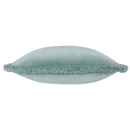 Paoletti Freya Fringed Soft Velvet Cushion in Blue - Size: 45 cm x 45 cm - thumbnail 2