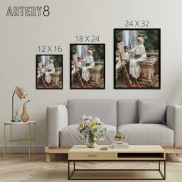 "Artery8 The Fountain Villa Torlonia Sargent Framed Canvas Wall Art Print - Size: W12"" x H16""" - thumbnail 4