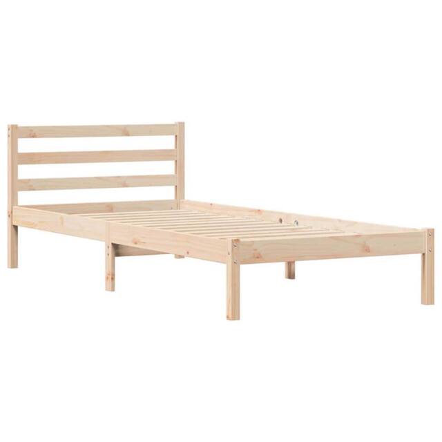 Berkfield Home Bed Frame with Headboard 90x220 cm Solid Wood Pine in Light Tan - image 1