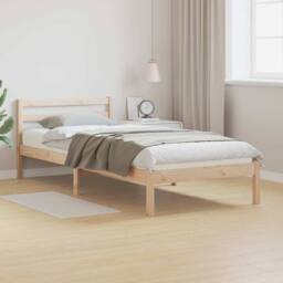 Berkfield Home Bed Frame with Headboard 90x220 cm Solid Wood Pine in Light Tan - thumbnail 2