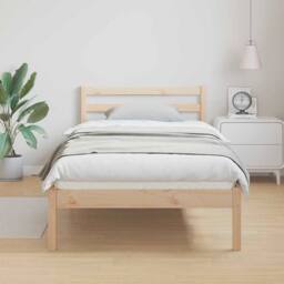 Berkfield Home Bed Frame with Headboard 90x220 cm Solid Wood Pine in Light Tan - thumbnail 4