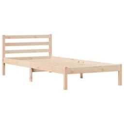 Berkfield Home Bed Frame with Headboard 90x220 cm Solid Wood Pine in Light Tan - thumbnail 1