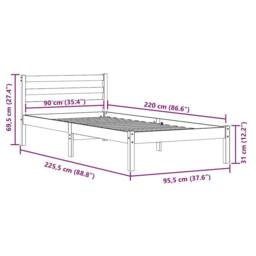 Berkfield Home Bed Frame with Headboard 90x220 cm Solid Wood Pine in Light Tan - thumbnail 9