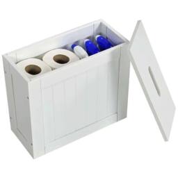 VOGREX Wooden Bathroom Storage Toilet Paper Cabinet in White