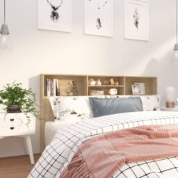 Berkfield Home Headboard Cabinet Sonoma Oak 180x19x103.5 cm in Brown - thumbnail 6