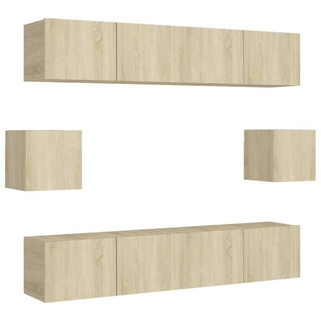 Berkfield Home 6 Piece TV Cabinet Set Sonoma Oak Engineered Wood in Light Tan - image 1